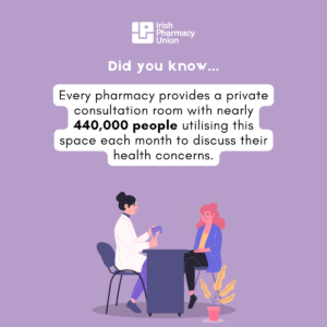 Key Facts on Community Pharmacy. Every pharmacy has a private consultation room. Almost 440,000 people used this facility in one month alone